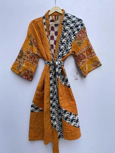 Cárdigan Largo de Algodón Estilo Bohemio Hecho a Mano Kimono Unisex Abrigo Indio Tallas Grandes para Otoño Primavera Tamaño Libre Baño Verano - Product Image 4