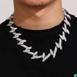 Collar Hip Hop con Diseño de Gancho de Plata 925, Moissanita VVS, Estilo Hielo, Unisex, para Cadena Cubana Certificada, Chapado en Oro - Product Image 1