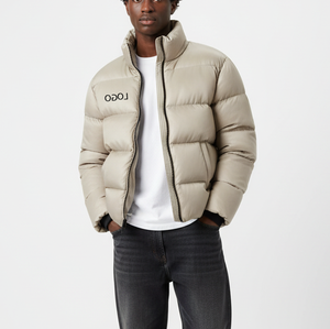 Chaqueta Acolchada de Color Beige Sólido, Venta Directa de Fábrica, 100% Poliéster, Relleno de Algodón, Cuello Alto, Cierre de Cremallera, Chaqueta de Invierno - Product Image 6