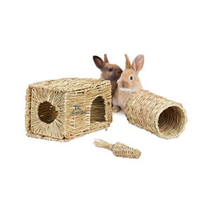 Conejera portátil ecológica de alta calidad, nido de hierba tejida, casa de conejito, jaula, cama de paja Natural, jaulas de animales pequeños, Guinea - Product Image 2