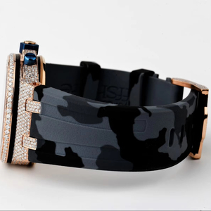 À la mode 22mm affichage analogique hommes vêtements de fête quotidiens de haute qualité demi VVS Moissanite diamants boîtier en acier caoutchouc résistant à l'eau - Product Image 4