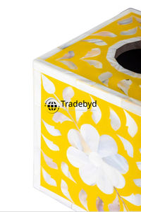 Mop Inlay Tissue <b>Box</b> <b>Floral</b> Pattern Engraved Design Sleek Handcrafted Premium Quality Tissue Holder for Minimal Home Decor - Product Image 4