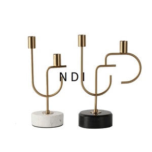Bougie votive en métal et marbre pour décoration de mariage et de maison Support de bougie en bâton gravé à la main - Product Image 2