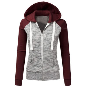 Sweat à capuche zippé intégral pour femme, hiver, automne, logo personnalisé sur le devant, couleur unie, manches longues, 100% coton molletonné, confortable - Product Image 1