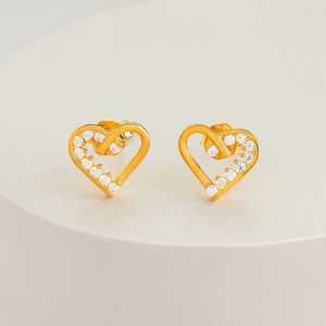 92.5 <b>Silver</b> <b>Stud</b> <b>Earrings</b> Heart Shaped 191573 for Gift - Product Image 2