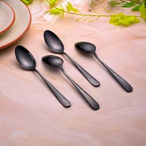 Juego de 4 Cucharas de Acero Inoxidable Color Negro Ónix con Acabado Espejo para Fiestas - Product Image 5