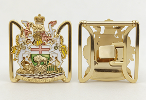 Boucle <span class=keywords><strong>de</strong></span> ceinture personnalisée en émail avec armoiries, boucle <span class=keywords><strong>de</strong></span> ceinture en métal plaqué or en relief 3D, boucle <span class=keywords><strong>de</strong></span> ceinture souvenir personnalisée pour hommes - Product Image 3