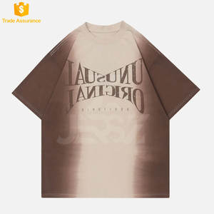 Camiseta de Manga Corta para Hombre con Tinte Degradado, Estilo Retro, Algodón, Ropa de Calle de Verano, Transpirable, Secado Rápido, Impresión Serigráfica, Corte Regular - Product Image 1