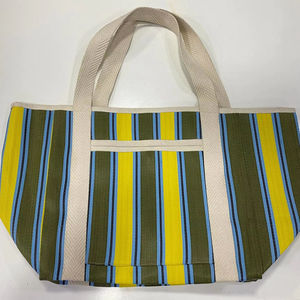 Sac à fermeture éclair en nylon à rayures personnalisées poignées de sangle en coton broderie rembourrée biodégradable recyclable fabriquée en Inde pour masque Blush) - Product Image 5