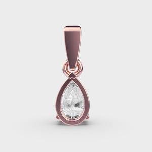Colgante solitario con corte de pera en oro rosa/amarillo y blanco de 9 quilates - Product Image 4