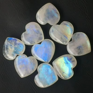 Pierre de lune arc-en-ciel de haute qualité, cœur, deux côtés lisses, polissage, bleu chatoyant, pierre précieuse en vrac, cadeau pour les filles, les mamans ou les femmes - Product Image 3