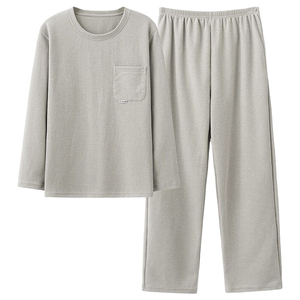 Pijamas de LICRA de algodón para mujer con hermoso estampado de cuello redondo traje de noche largo transpirable cómodo conjunto de ropa de dormir - Product Image 5