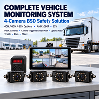 Sistem Kamera Mundur BSD Kendaraan Berat 4 Kamera 4 Layar Terpisah Monitor AHD 1080P IP69K 12V Truk Bus Sekolah Keamanan Armada 1 Tahun