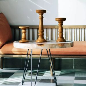 Respetuoso con el medio ambiente, pilares de madera, estilo Pedestal, portavelas elegantes para vajilla, portavelas elegante de madera, gran oferta - Product Image 6