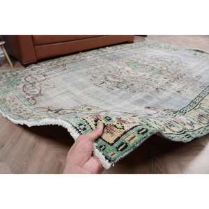 Tapis turc vintage 5,9x9,2 pieds, grand tapis persan en laine gris - Product Image 3