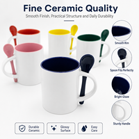 Transfert de chaleur imprimable 11oz personnalisé enduit blanc tasses en céramique tasse de sublimation avec cuillère