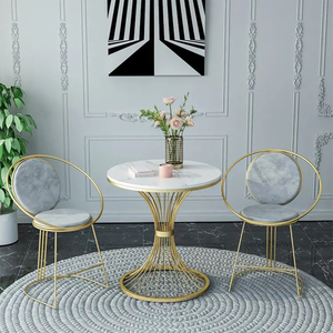 La mejor mesa fabricada por artesanos con diseño moderno, acabado de latón antiguo de acero inoxidable con parte superior de mármol, fábrica India - Product Image 5