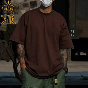 T-shirts pour hommes à manches courtes, col rond ample, chemises de base, tendance décontractée, couleur unie, hauts à enfiler, vêtements pour hommes - Product Image 1