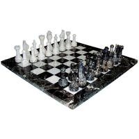 Exclusive chess set Oriental large 600140165 (gold/silver plated, marble  chessboard)