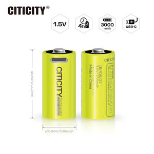 CITICITY Baterías Recargables USB 16340 CR123A (Paquete de 4) 2590mWh Iones de Litio 3V 1200+ Ciclos de Carga LiNiMnCoO2 - Product Image 2