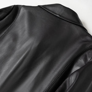 Gabardina Larga Entallada de Cuero Genuino Verde para Mujer, al por Mayor, ODM, Invierno, Ecológica, de Secado Rápido, Impermeable, Nueva Clásica - Product Image 4