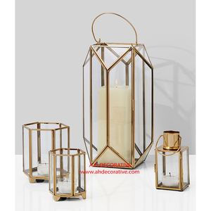 Portavelas de luz en T de vidrio hexagonal de lujo para Navidad Portavelas de luz en T de vidrio de metal de alta calidad para decoraciones de boda - Product Image 4