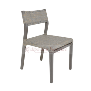 Chaise de salle à manger en rotin gris rustique vintage en gros pour la maison, la salle à manger, l'hôtel, le restaurant, le café, le bistrot, la station balnéaire - Product Image 1