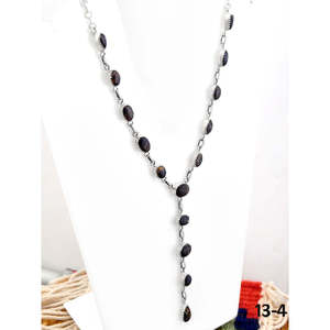 Collar Hecho a Mano del Suroeste, Plata de Ley Black Jack, con Ágata en Forma de Gota, Engastada en Bisel, Cadena de Caja Bañada en Rodio, Estilo Moderno - Product Image 3