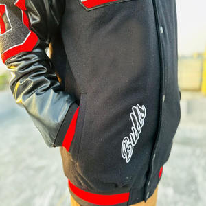 Veste universitaire Letterman en laine noire personnalisée Veste Letterman personnalisée de haute qualité Vestes universitaires brodées - Product Image 5