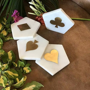 ชุดจานรองแก้วหินอ่อนลายสี่เหลี่ยมคลาสสิกแบบกำหนดเอง เป็นมิตรกับสิ่งแวดล้อม ทำด้วยมือ ทนทาน พร้อมโลโก้ตามสั่ง - Product Image 1