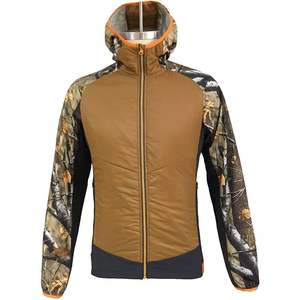 Chaqueta de plumón híbrida para exteriores de otoño/primavera para hombre con cuello levantado de lona diseño de camuflaje contrastante para caza - Product Image 3