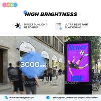 Tótem Publicitario con Soporte Refee, Pantalla LCD para Exteriores de Alto Brillo con Tecnología Antireflejo AG, Reproductor de Señalización Digital