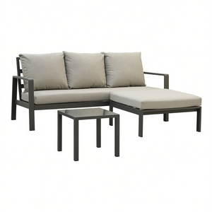 Juego de Muebles de Patio para Exteriores KORA de 3 Plazas, Aluminio y Poliéster en Gris, BHR 10010, Colección 3 Amicasa - Product Image 2