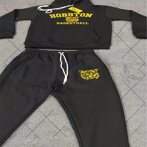 Ensemble survêtement de sport unisexe avec logo personnalisé, sweat-shirt et pantalon de jogging Hobton, 100% coton molleton, séchage rapide, hiver - Product Image 3