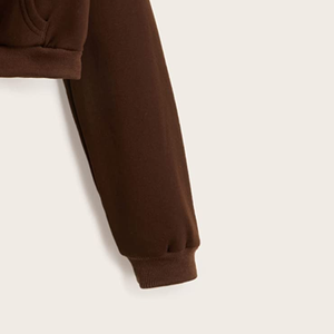 Nouveauté 2023 OEM ODM Sweat à capuche court pour femme en coton 100% respirant à manches longues, tricoté décontracté, avec impression de logo personnalisée pour l'hiver - Product Image 6