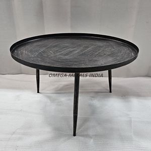 Table basse élégante dotée d'une surface ronde blanche élégante Base en métal moucheté robuste avec design cylindrique pour les espaces de vie - Product Image 4