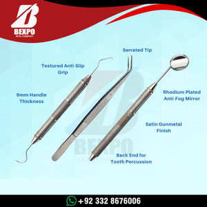 Kit d'instruments chirurgicaux personnalisés en gros : Miroir d'examen dentaire et pinces avec surface antidérapante - Product Image 6