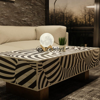 Table basse réglable luxueuse en os incrusté, fabriquée à la main, au design ethnique moderne, écologique pour la décoration de la maison et de l'école