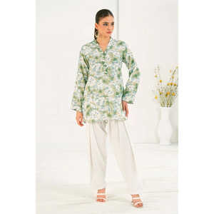 Ensemble décontracté 2 pièces en coton et lin Khaddar, tailles XS à grande taille, logo personnalisé, offre ODM, respirant et léger, SCT-52003, longueur genou, naturel - Product Image 1