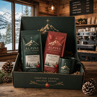 Coffret cadeau de Noël AT PACK avec boîte à café personnalisée et sachets de café – Emballage haut de gamme pour la promotion de la marque de torréfacteur