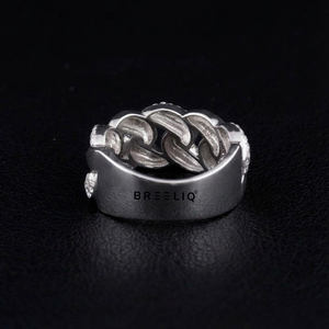 Wholesale 925 Sterling Silver Cuban Link Band <b>Ring</b> Iced Out Moissanite Hip Hop Fine Jewelry for <b>Men</b> Women - Product Image 6