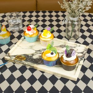 Calacatta Viola ถาดเสิร์ฟหินอ่อนสุดหรูลายธรรมชาติ100% จานข้าวสำหรับตกแต่งบ้านที่เก็บของในห้องน้ำและห้องครัว - Product Image 5