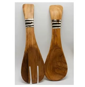 Cuchara de madera y resina Servidor de ensalada Cubiertos Juego real Cubiertos Juego de cucharas de madera - Product Image 6