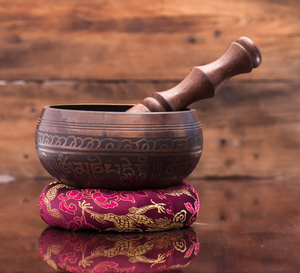 Matte Black Antique Superior Sound Brass Handmade Tibetan Singing Bowls Set with Carved Technique Includes <b>Cushion</b> for Serenity - Product Image 5