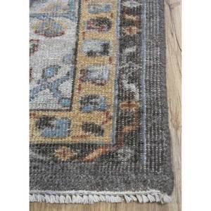 Tapis en laine noués à la main Erbe, gris et noir, motifs floraux et abstraits, tapis rectangulaire pour salon et couloir, modèle Enlp-08 - Product Image 4