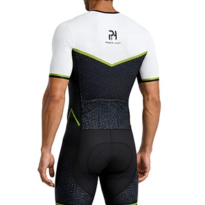 Combinaison de cyclisme à prix de gros, blanche et noire, à fermeture éclair intégrale, manches courtes, aérodynamique, compression, uniforme de cyclisme, tenue de triathlon - Product Image 6