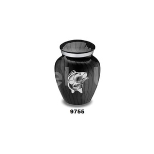Urna de cremación de pesca con abrazo de recuerdo negro para cenizas humanas con bolsa de terciopelo gratis - Product Image 1