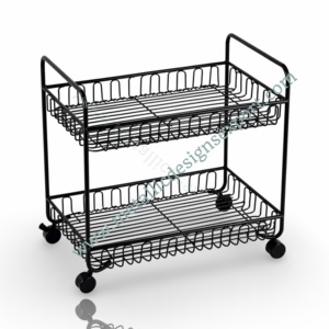 Panier roulant en fil métallique à 2 niveaux avec poignée Organisateur de rangement en métal avec roues verrouillables pour la maison ou le bureau Porte-épices en verre - Product Image 6