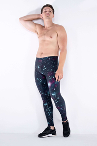 Men's Running <b>Tights</b> Sports Male Fitness Training Quick Dry Black galaxy Print Leggings Casual Jogger Pants - Product Image 2