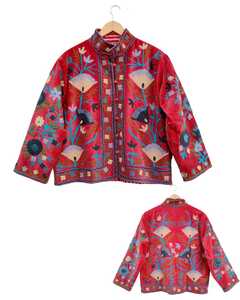 Chaqueta Suzani Bordada a Mano India al por Mayor, Chaqueta Corta Suzani para Mujer, Abrigo Unisex, Chaqueta Acolchada para Invierno - Product Image 2